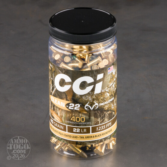 400rds – 22 LR CCI Clean-22 Realtree 40gr. LRN Ammo