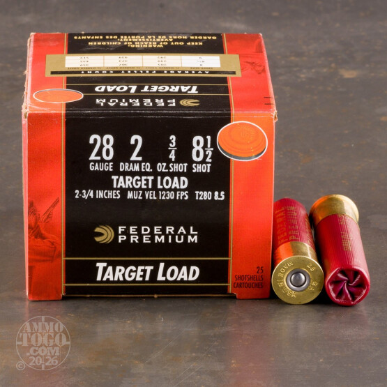 25rds - 28 Gauge Federal Gold Medal Target 2 3/4"  3/4oz. #8 1/2