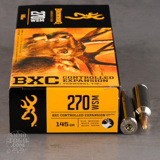20rds – 270 WSM Browning BXC Controlled Expansion 145gr. Terminal Tip Ammo