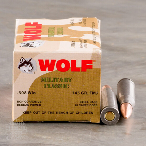 20rds - .308 Wolf WPA 145gr. FMJ Ammo