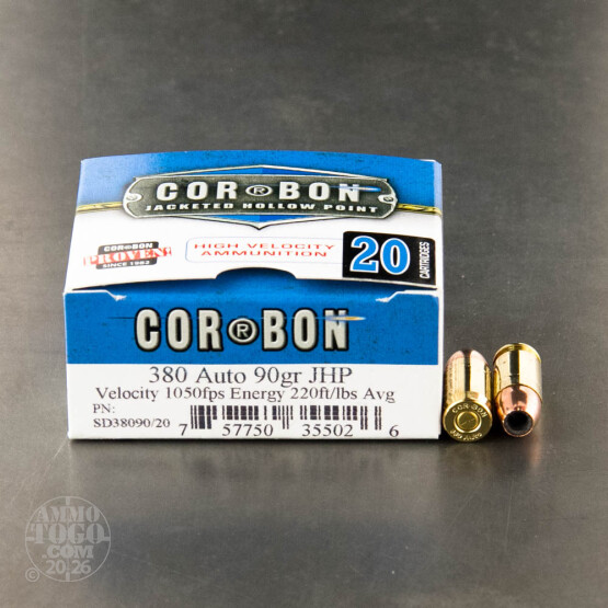 20rds - .380 Auto Corbon 90gr. Hollow Point Ammo