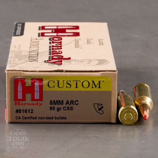 20rds – 6mm ARC Hornady Custom 90gr. CX Ammo