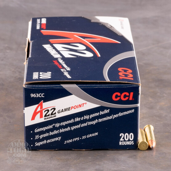 200rds - 22 WMR CCI GamePoint 35gr. JSP Ammo