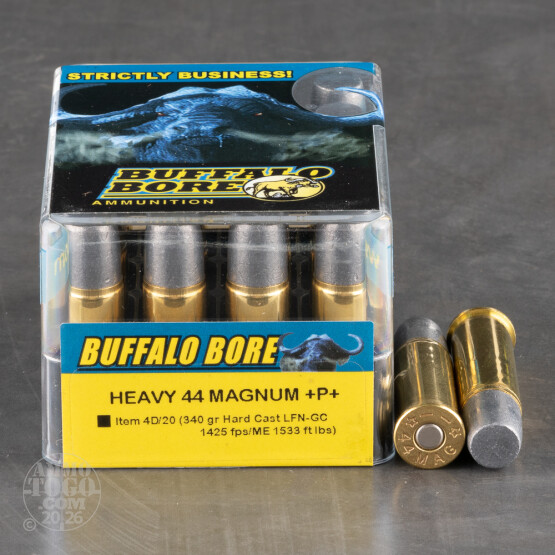 20rds - 44 Mag Heavy Buffalo Bore 340gr. +P+ LBT LFN Ammo
