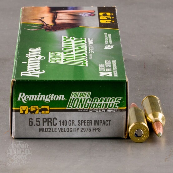 20rds – 6.5 PRC Remington Premier Long Range 140gr. Speer Impact Ammo