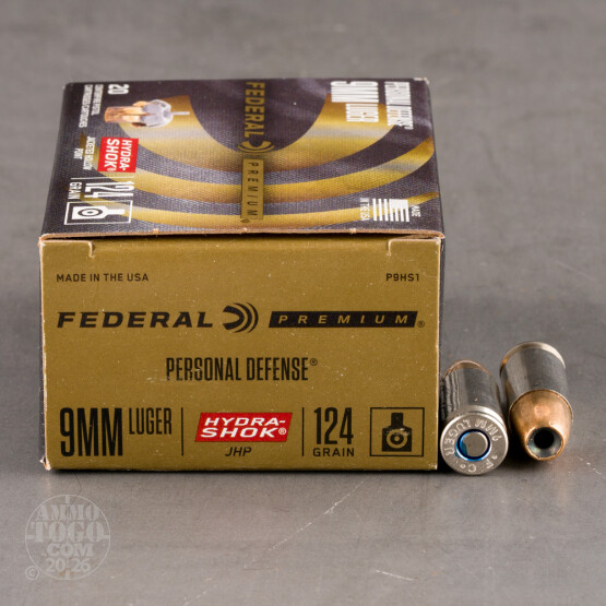 Federal Hydra-Shok 9mm ammo with 124 grain HP bullet