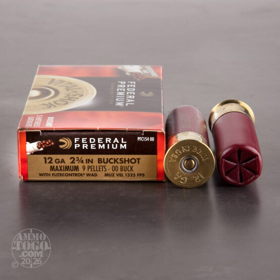 250rds - 12 Ga. Federal Vital-Shok Flite-Control 2 3/4"  9 pell. 00 Buck Ammo
