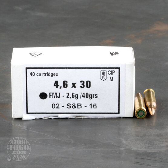 40rds – 4.6x30 HK Sellier & Bellot 40gr. FMJ Ammo