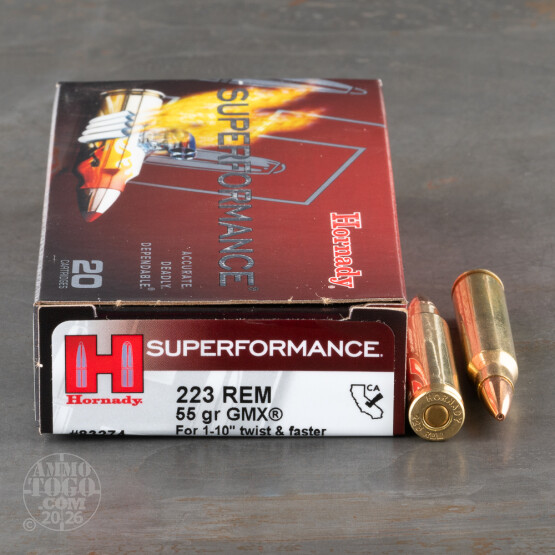 20rds - .223 Hornady Superformance 55gr. GMX Ammo