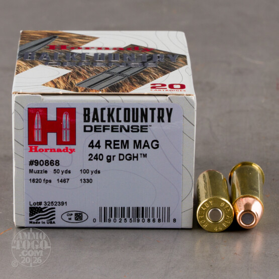 20rds – 44 Magnum Hornady Backcountry Defense 240gr. DGH Ammo