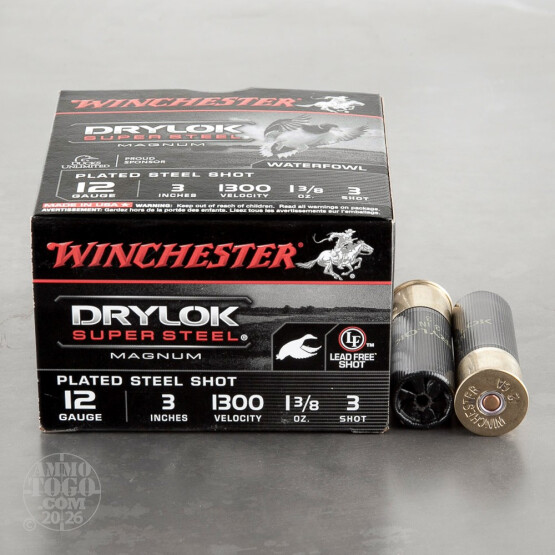25rds – 12 Gauge Winchester Drylok Super Steel 3" 1-3/8 oz. #3 Shot Ammo
