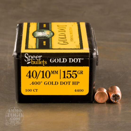 100pcs - 40 Cal .400" Dia Speer Gold Dot 155gr. Bonded JHP Bullets