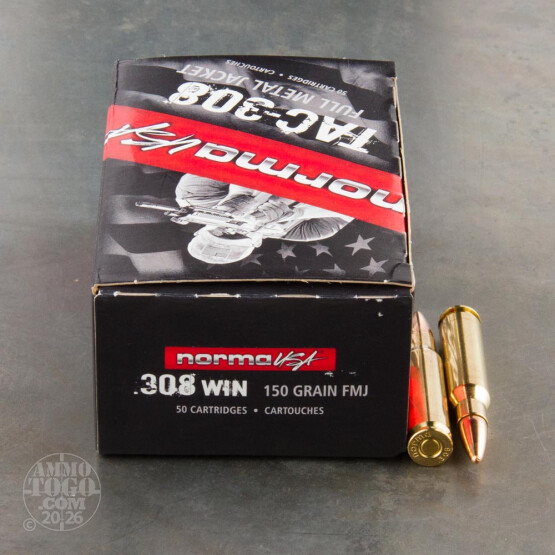 500rds - 308 Win Norma Tac-308 150gr. FMJ Ammo