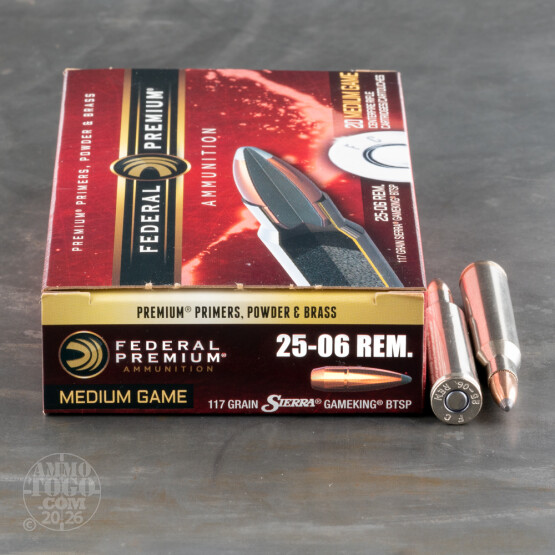 20rds - 25-06 Rem. Federal Vital-Shok 117gr. Sierra BTSP Ammo
