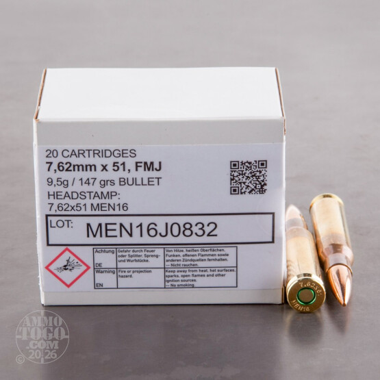20rds – 7.62x51 MEN 147gr. FMJ Ammo