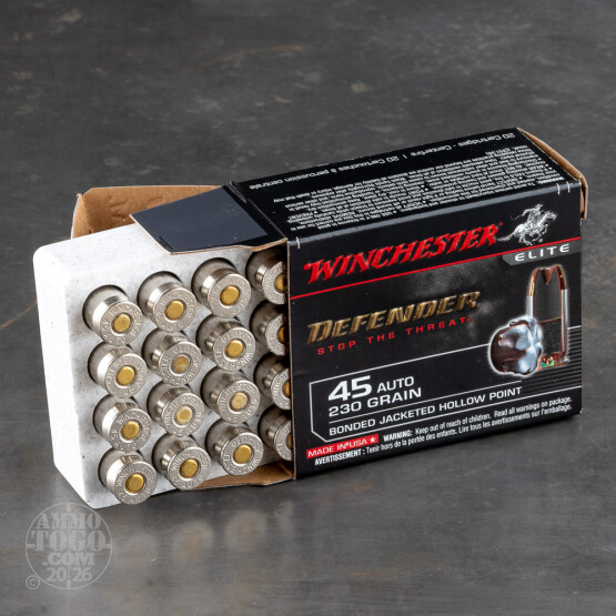20rds – 45 ACP Winchester Defender 230gr. PDX1 Bonded JHP Ammo *Corroded*