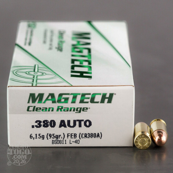 50rds - 380 Auto MAGTECH 95gr. FEB CleanRange Ammo