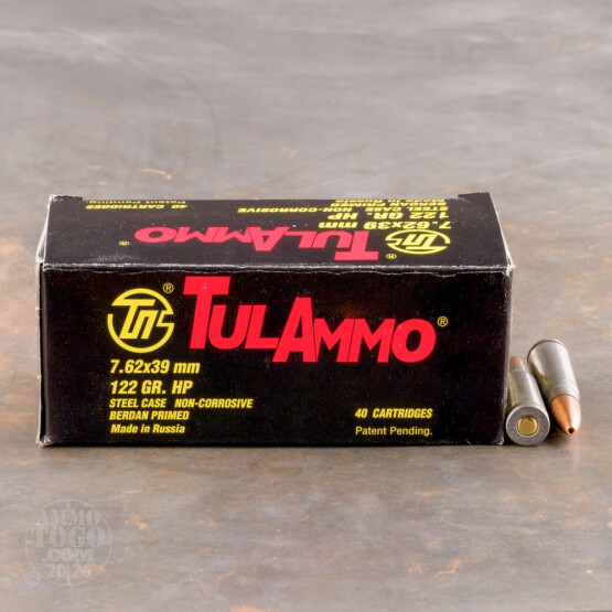 1000rds - 7.62x39mm Tula 122gr. HP Ammo