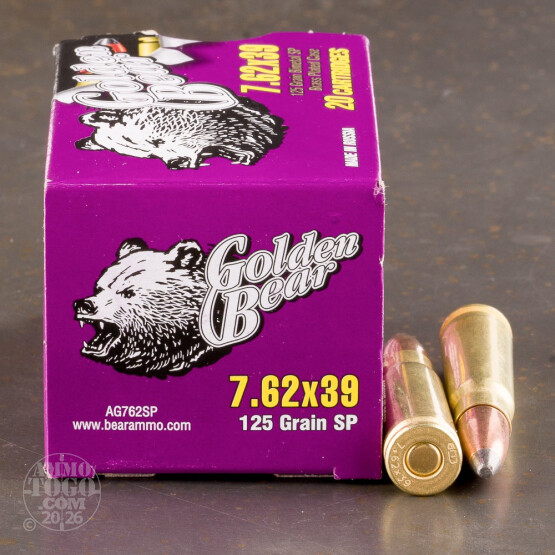 20rds - 7.62x39 Golden Bear 125gr. Soft Point Ammo