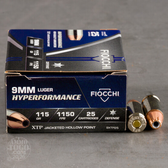 25rds – 9mm Fiocchi 115gr. XTP Ammo