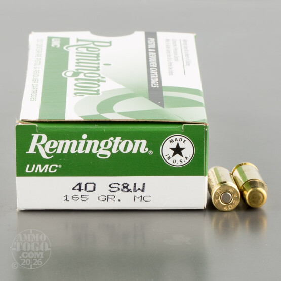 50rds - 40 S&W Remington UMC 165gr. FMJ Ammo