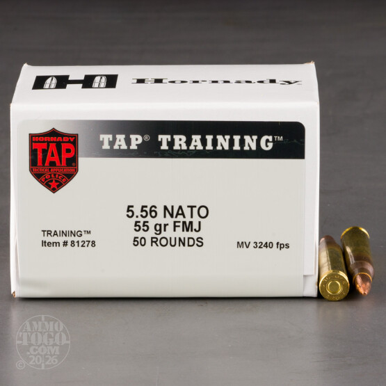 500rds – 5.56x45 Hornady TAP Rifle Training 55gr. FMJBT Ammo