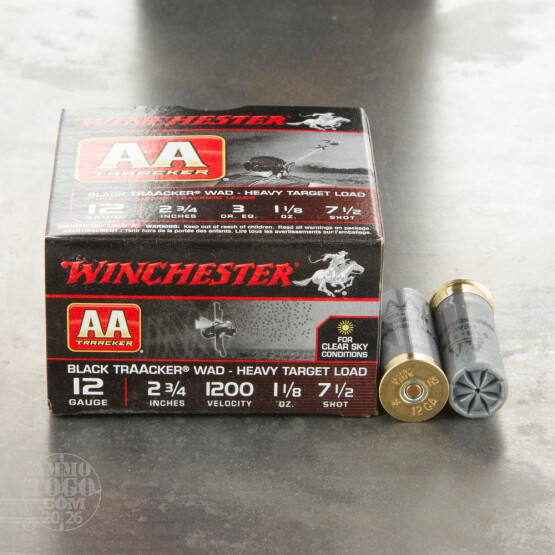 25rds - 12 Gauge Heavy Target TrAAcker 2-3/4" Black Hull 1-1/8 Ounce #7.5 Shot Ammo