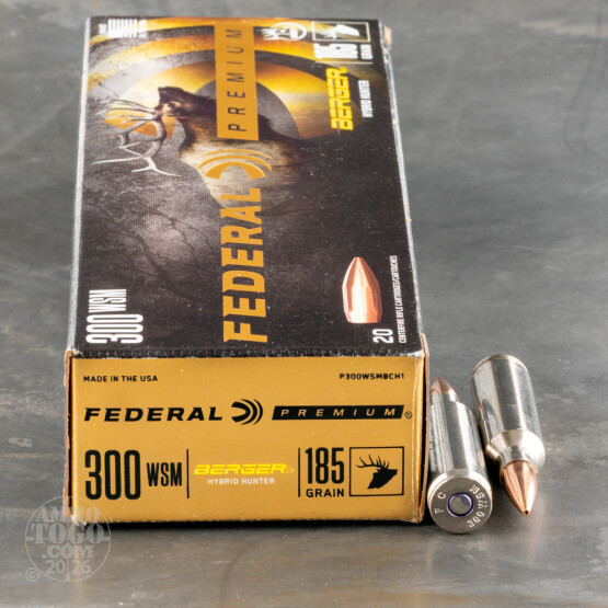 20rds – 300 WSM Federal 185gr. Berger Hybrid Hunter Ammo