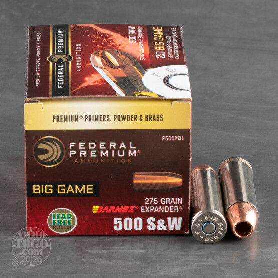 20rds - 500 S&W Federal Premium Vital-Shok 275gr. Barnes Expander Ammo