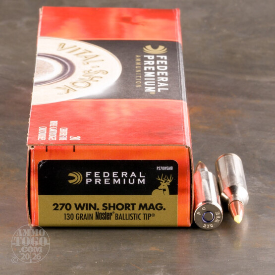 20rds – 270 WSM Federal 130gr. Nosler Ballistic Tip Ammo