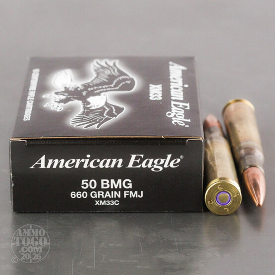 10rds - 50 BMG Federal American Eagle XM33C 660gr. FMJ Ammo