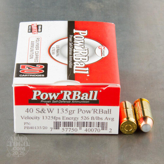 20rds - 40 S&W Corbon Pow'RBall 135gr. Ammo