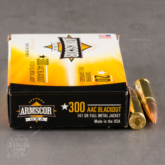 20rds – 300 AAC Blackout Armscor 147gr. FMJ Ammo