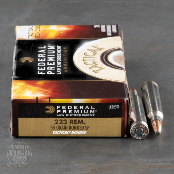 20rds – 223 Rem Federal LE Tactical Bonded 55gr. SP Ammo