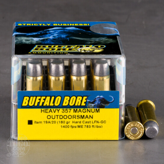20rds - 357 Magnum Heavy Buffalo Bore 180gr. Hard Cast LFN Ammo