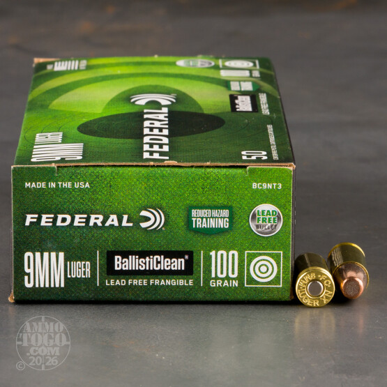50rds - 9mm Federal LE Ballisticlean 100gr. RHT Frangible