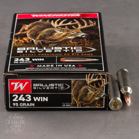 20rds – 243 Win Winchester Ballistic Silvertip 95gr. Polymer Tip Ammo