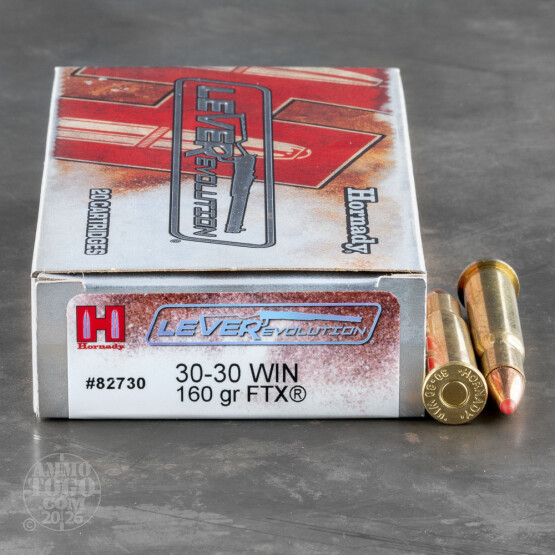 20rds - 30-30 Hornady LEVERevolution 160gr. FTX Ammo