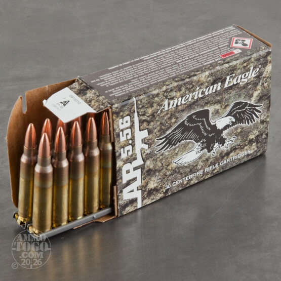 30rds - 5.56x45mm Federal American Eagle 55gr. M193 FMJBT Clipped Ammo