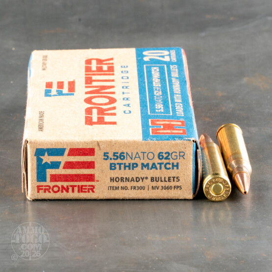 20rds – 5.56 Hornady Frontier 62gr. BTHP Match Ammo