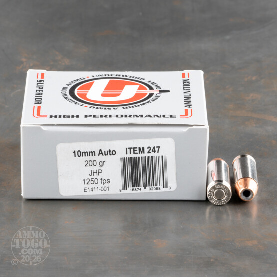 20rds - 10mm Underwood 200gr. Nosler JHP Ammo