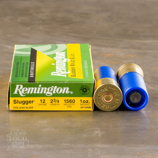 5rds – 12 Gauge Remington Slugger 2-3-4" 1oz. Rifled Slug Ammo