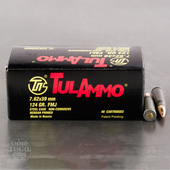 40rds - 7.62x39mm Tula 124gr. FMJ Ammo
