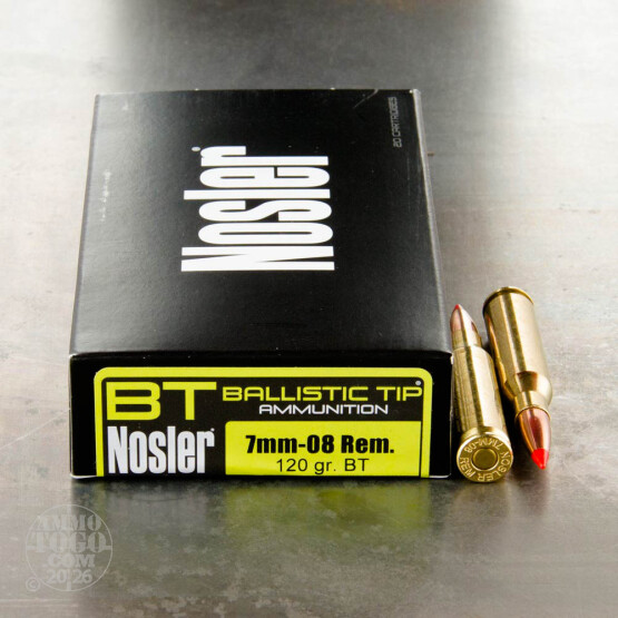 20rds – 7mm-08 Rem Nosler 120gr. Ballistic Tip Hunting Ammo