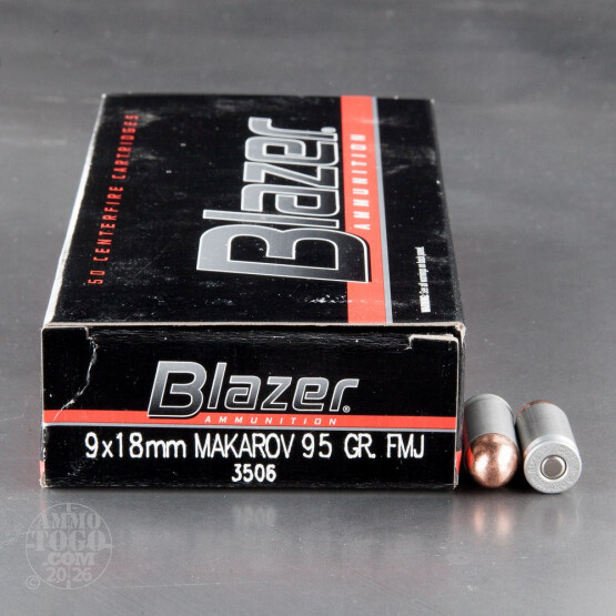 50rds - 9x18 Makarov CCI Blazer 95gr. TMJ Ammo