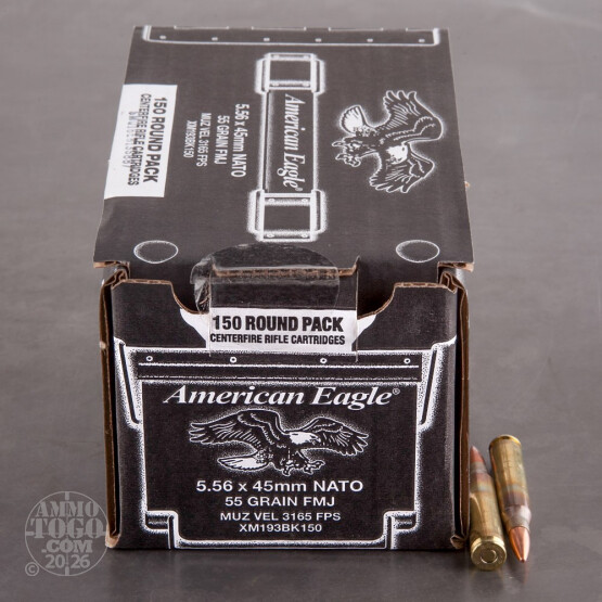 150rds – 5.56x45mm Federal American Eagle 55gr. FMJ Ammo