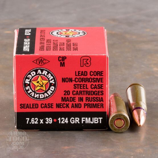 20rds – 7.62x39 Red Army Standard 124gr. FMJBT Ammo
