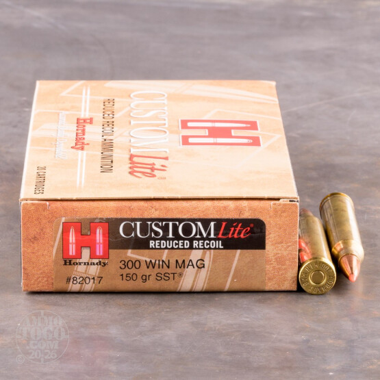 20rds – 300 Win Mag Hornady Custom Lite 150gr. SST Ammo