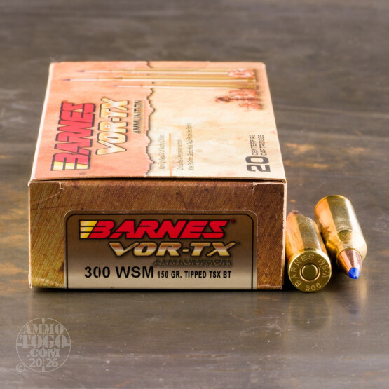 20rds - 300 WSM Barnes VOR-TX Polymer Tip 150gr. Tipped TSX Boattail Ammo
