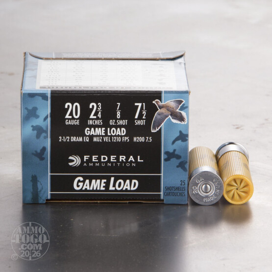 25rds - 20 Gauge Federal Game Shok 2 3/4" 7/8oz. #7 1/2 Shot